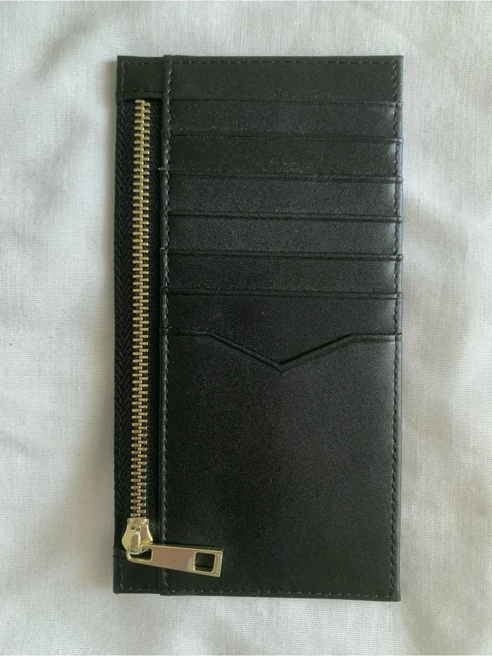 YBONNE Black Leather RFID Blocking Slim Card Holder Zipper Wallet NWT